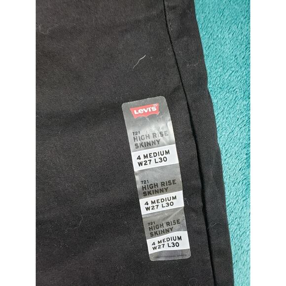 Levis 721 Jeans Size 4 Womens Black Pants Stretch Denim High Rise Skinny NWT - Picture 3 of 16
